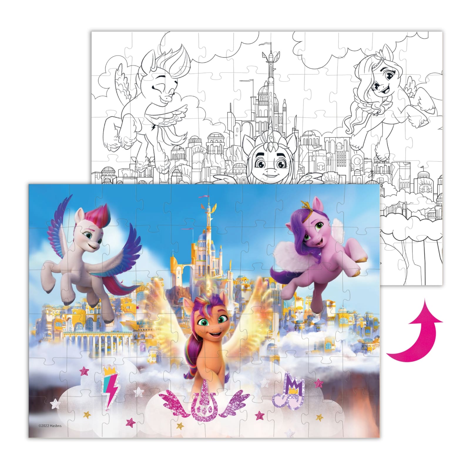 DODO Puzzle à colorier 2en1 My Little Pony Palais 60 pièces, 4a+