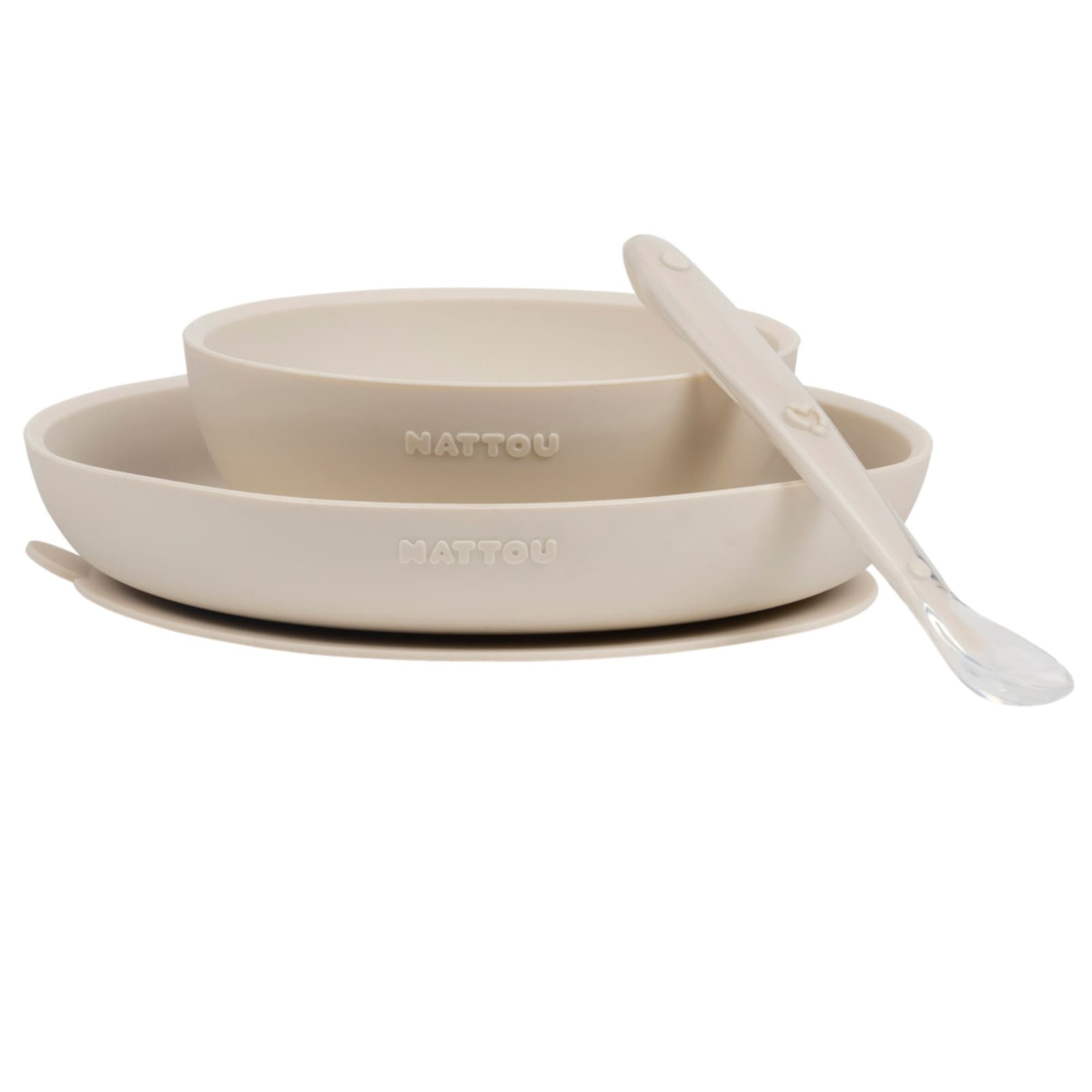 NATTOU SILIKON Esslernset 3-teilig beige